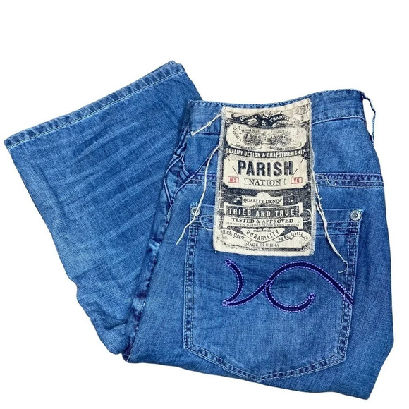 NWT Parish Nation Light Washed Denim Jean 38x35 - Picture 1 of 14